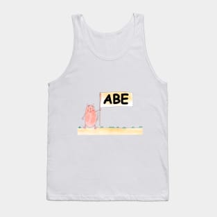 АВЕ name. Personalized gift for birthday your friend. Cat character holding a banner Tank Top